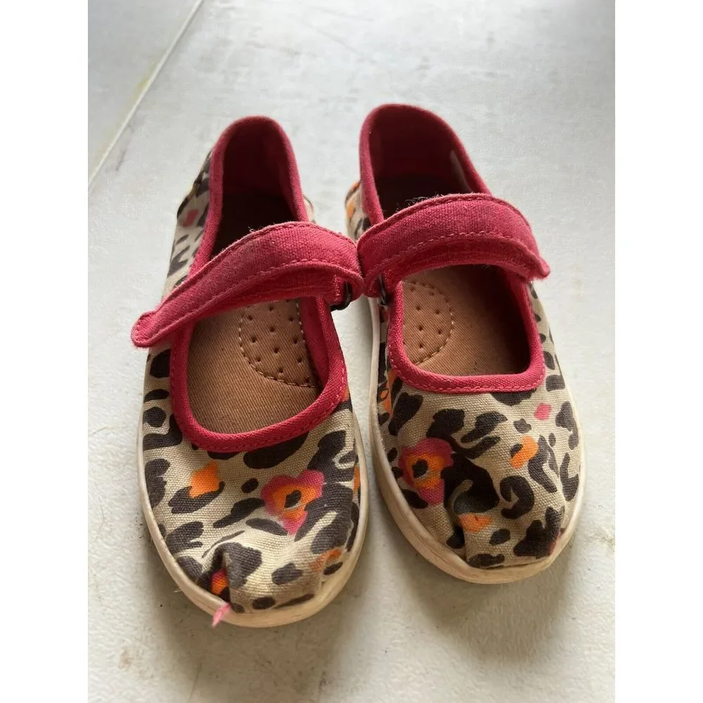TOMS Tiny Leopard Mary Jane  Kids Girls Size 8‎ M Flats Casual 10010657